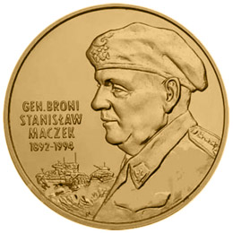 Image of 2 zloty coin - General Stanisław Maczek (1892-1994)  | Poland 2003.  The Nordic gold (CuZnAl) coin is of UNC quality.