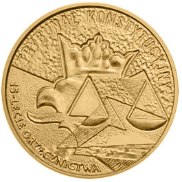 Image of 2 zloty coin - Fifteenth anniversary of the Constitutional Tribunal Decisions  | Poland 2001.  The Nordic gold (CuZnAl) coin is of UNC quality.