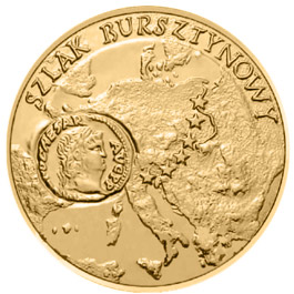 Image of 2 zloty coin - Amber Route  | Poland 2001.  The Nordic gold (CuZnAl) coin is of UNC quality.