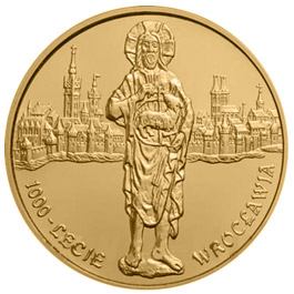 Image of 2 zloty coin - Wrocław millenium  | Poland 2000.  The Nordic gold (CuZnAl) coin is of UNC quality.