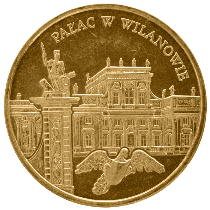 Image of 2 zloty coin - Palace in Wilanów  | Poland 2000.  The Nordic gold (CuZnAl) coin is of UNC quality.