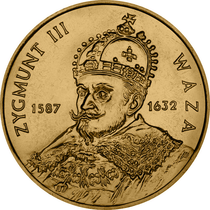 Image of 2 zloty coin - Sigismund III Vasa (1587 - 1632)  | Poland 1998.  The Nordic gold (CuZnAl) coin is of UNC quality.