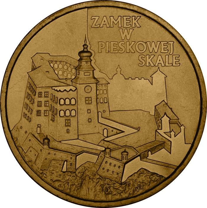Image of 2 zloty coin - Zamek w Pieskowej Skale  | Poland 1997.  The Nordic gold (CuZnAl) coin is of UNC quality.