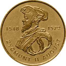 Image of 2 zloty coin - Zygmunt II August | Poland 1996.  The Nordic gold (CuZnAl) coin is of UNC quality.