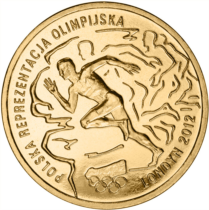 Image of 2 zloty coin - Polish Olympic Team – London 2012 | Poland 2012.  The Nordic gold (CuZnAl) coin is of UNC quality.