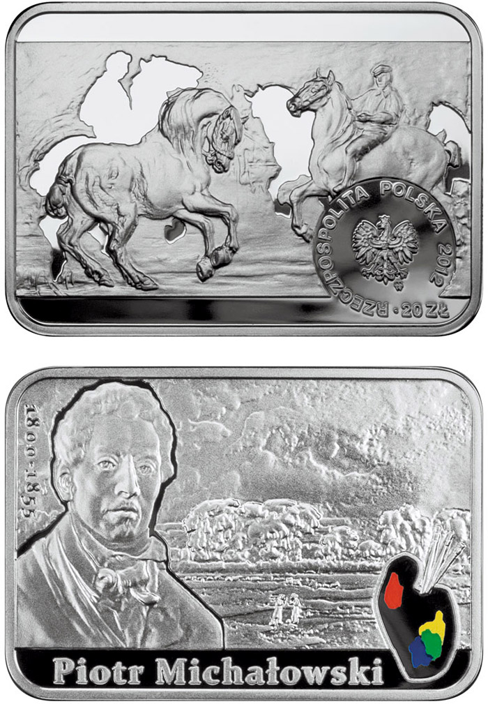 Image of 20 zloty coin - Piotr Michałowski | Poland 2012.  The Silver coin is of Proof quality.