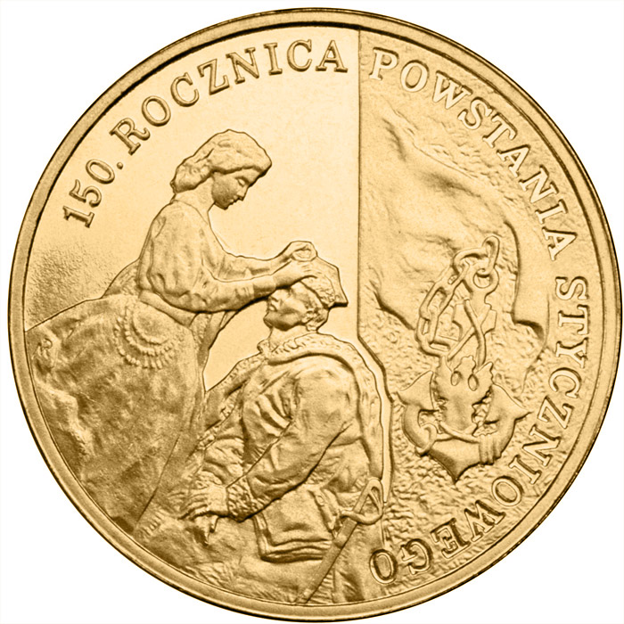 Image of 2 zloty coin - 150th Anniversary of the January 1863 Uprising | Poland 2013.  The Nordic gold (CuZnAl) coin is of UNC quality.
