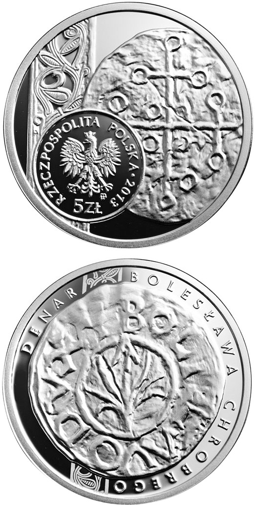 Image of 5 zloty coin - Denarius of Boleslaw I the Brave | Poland 2013.  The Silver coin is of Proof quality.