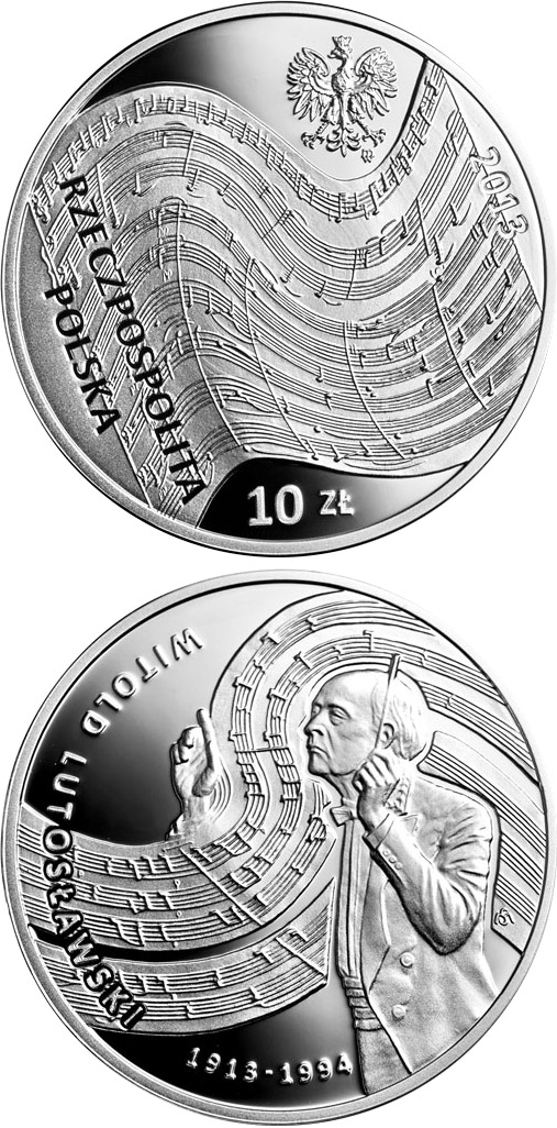 Image of 10 zloty coin - Witold Lutosławski | Poland 2013.  The Silver coin is of Proof quality.