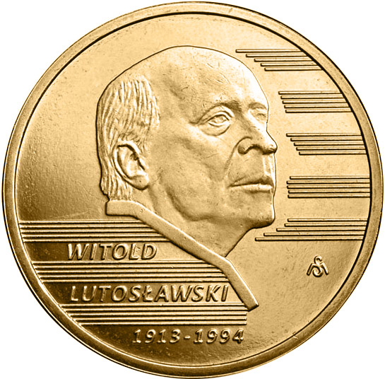 Image of 2 zloty coin - Witold Lutosławski | Poland 2013.  The Nordic gold (CuZnAl) coin is of UNC quality.