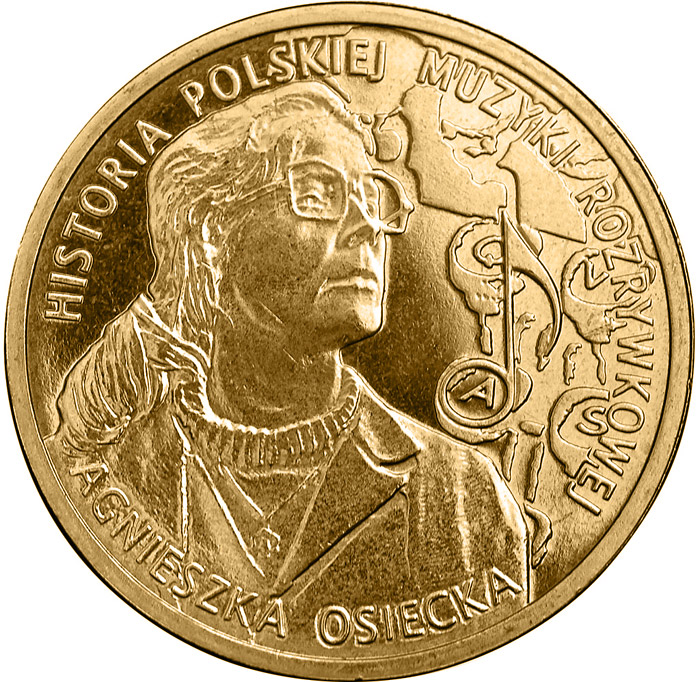 Image of 2 zloty coin - Agnieszka Osiecka  | Poland 2013.  The Nordic gold (CuZnAl) coin is of UNC quality.