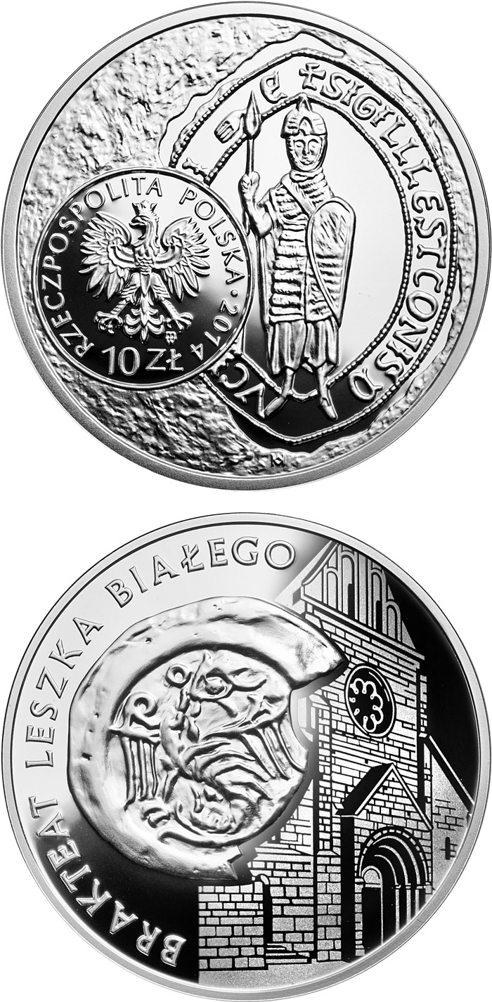 Image of 10 zloty coin - Leszek I the White – bracteate  | Poland 2014.  The Silver coin is of Proof quality.