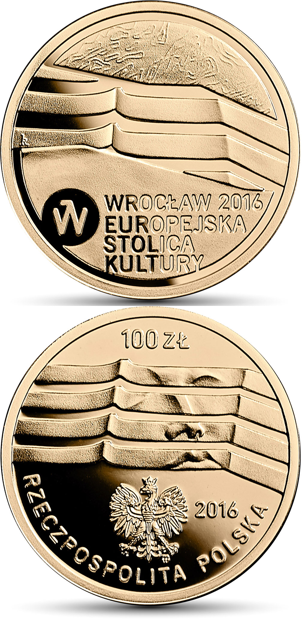 Image of 200 zloty coin - Wrocław – the European Capital of Culture | Poland 2016.  The Gold coin is of Proof quality.