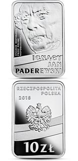 10 zloty coin 100th Anniversary of Regaining Independence by Poland – Ignacy Jan Paderewski | Poland 2018