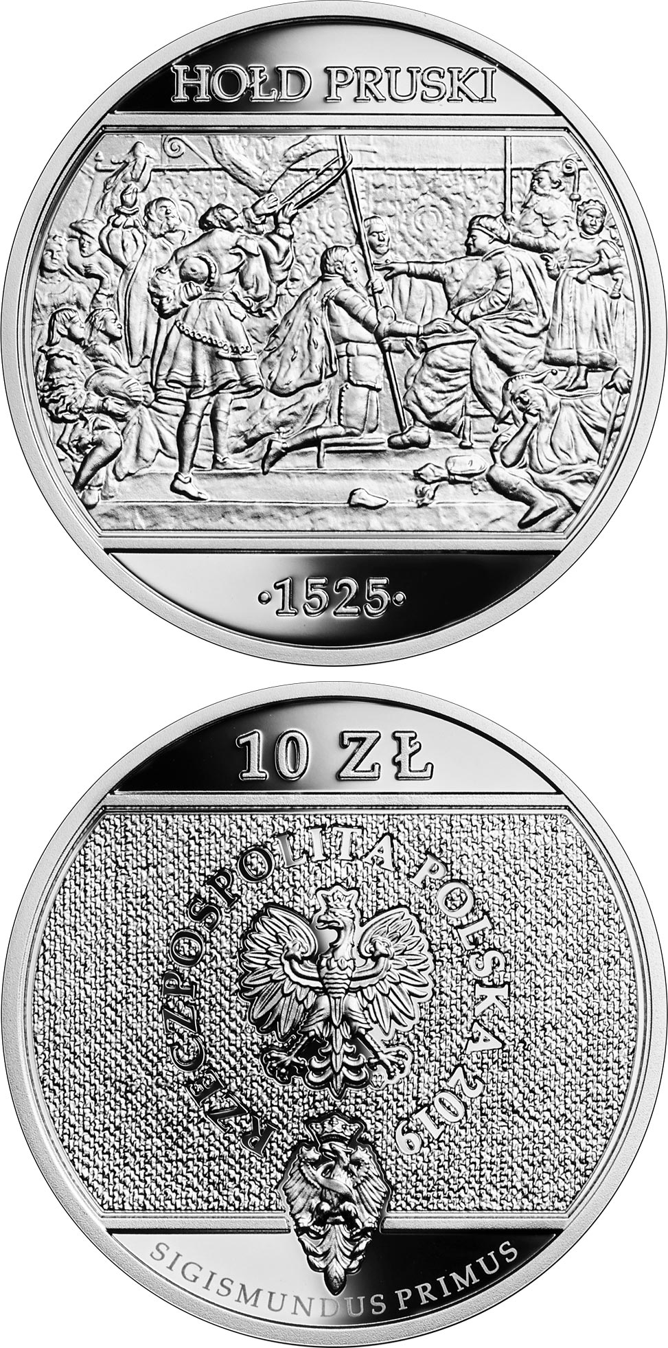 Image of 10 zloty coin - Prussian Homage | Poland 2019.  The Silver coin is of Proof quality.