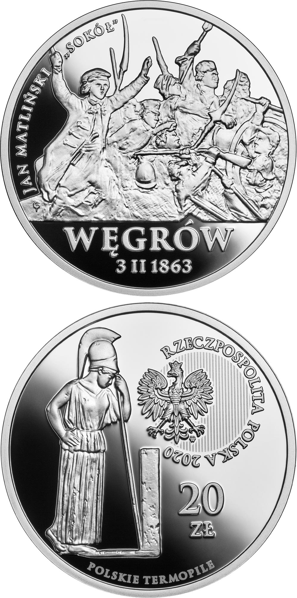 Image of 20 zloty coin - Węgrów | Poland 2020.  The Silver coin is of Proof quality.
