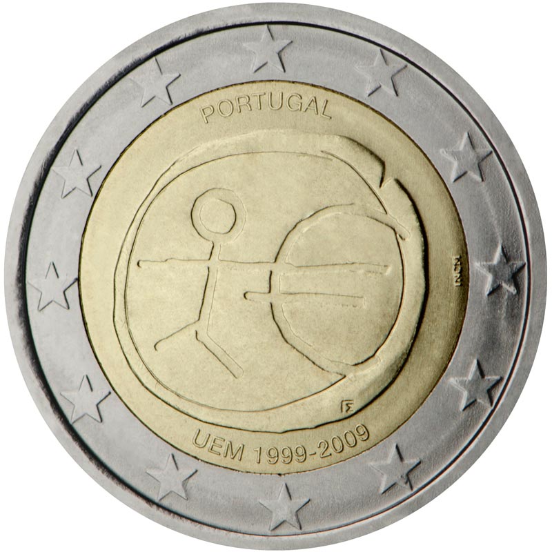 Image of 2 euro coin - 10th Anniversary of the Introduction of the Euro | Portugal 2009