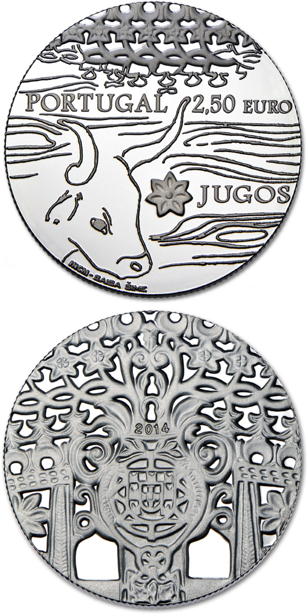 Image of 2.5 euro coin - Jugos (Cangas)  | Portugal 2014.  The Silver coin is of Proof quality.