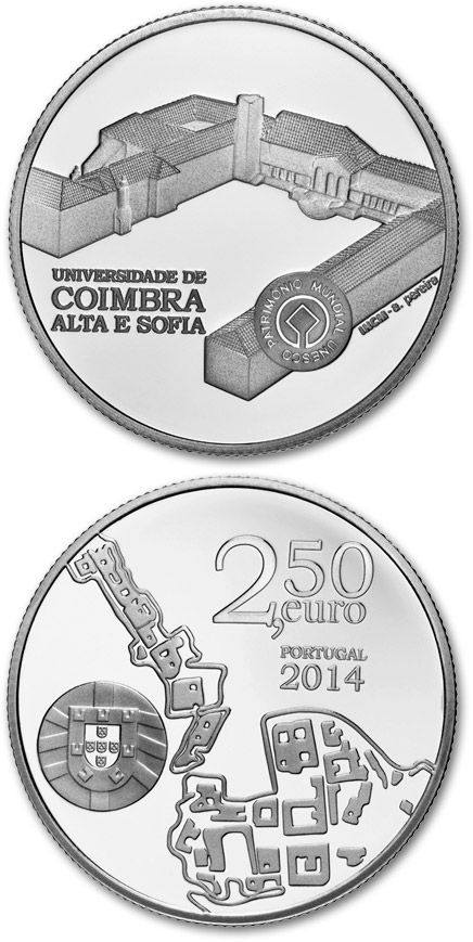 Image of 2.5 euro coin - University of Coimbra – Alta and Sofia | Portugal 2014