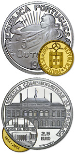 2.5 euro coin 100 Years Portuguese Commemorative Coins | Portugal 2014