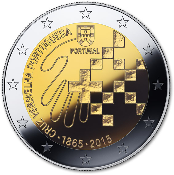Image of 2 euro coin - 150 Years of Red Cross in Portugal | Portugal 2015
