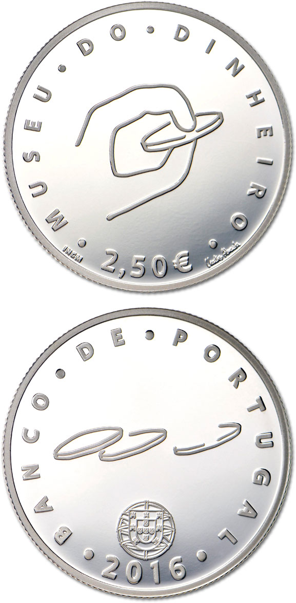 Image of 2.5 euro coin - Money Museum  | Portugal 2016.  The Silver coin is of Proof, BU, UNC quality.