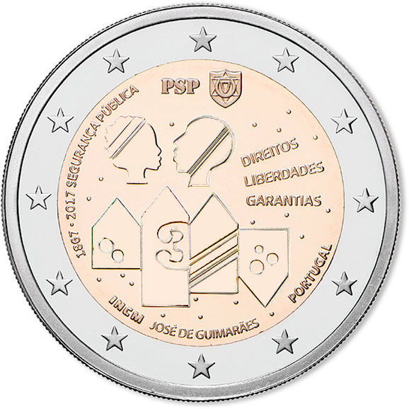 Image of 2 euro coin - 150 Years of Public Security | Portugal 2017