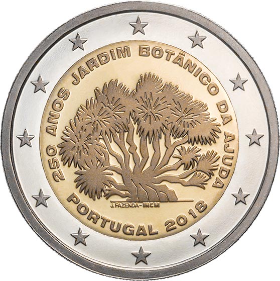 Image of 2 euro coin - 250th Anniversary of the Ajuda Botanical Garden | Portugal 2018