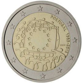 Image of 2 euro coin - The 30th anniversary of the EU flag | Portugal 2015