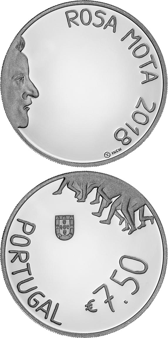Image of 7.5 euro coin - Rosa Mota | Portugal 2018.  The Silver coin is of Proof, UNC quality.