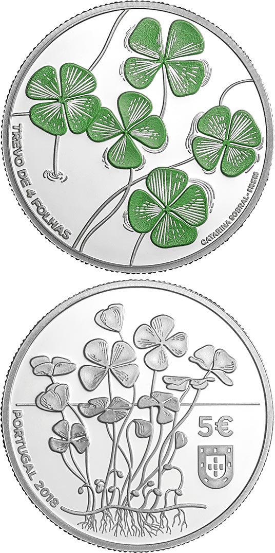 Image of 5 euro coin - The Four Leaf Clover | Portugal 2018