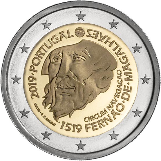Image of 2 euro coin - 500th Anniversary of the circumnavigation of the Earth by Ferdinand Magellan | Portugal 2019