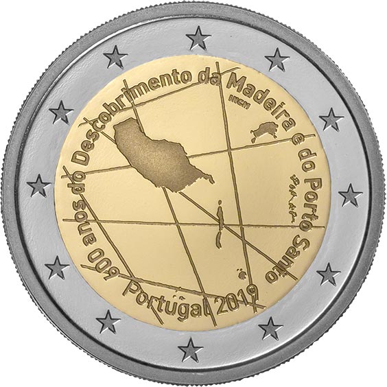 Image of 2 euro coin - 600 years since the discovery of Madeira | Portugal 2019