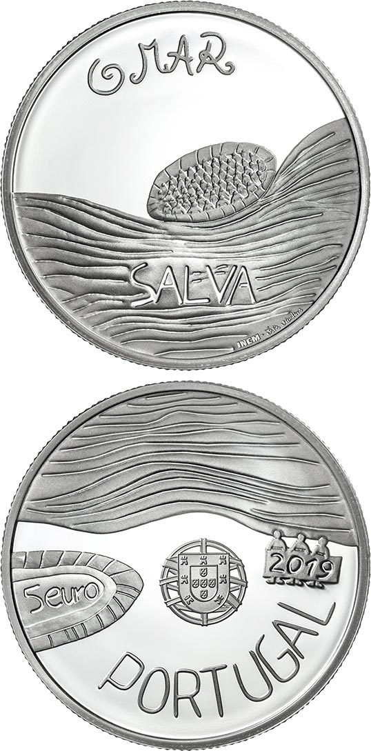 Image of 5 euro coin - The Sea Drawn by a Child | Portugal 2019