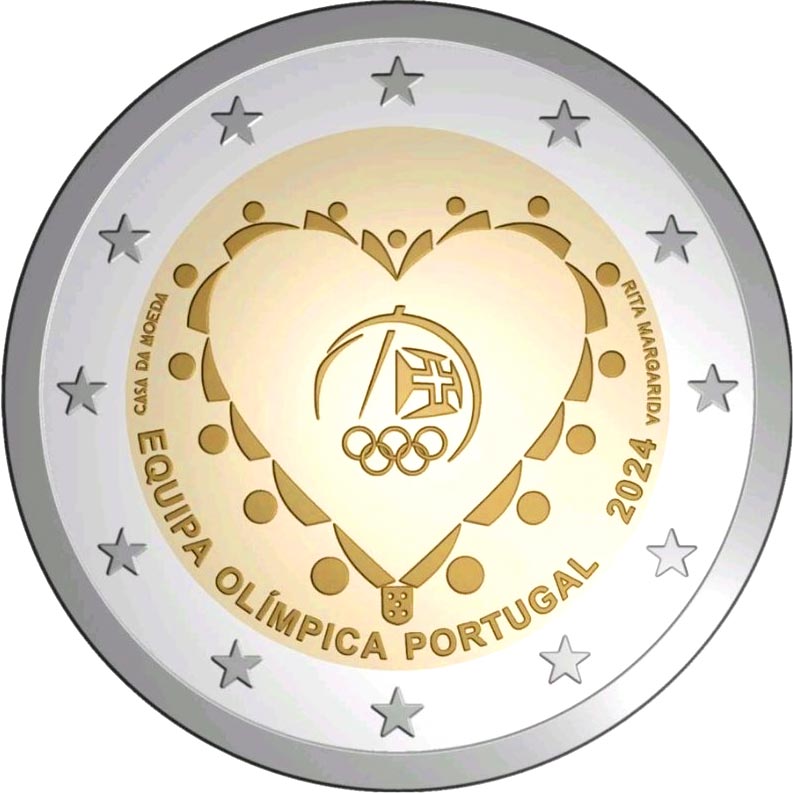 Image of 2 euro coin - Portugal's participation in the 33rd Olympic Games | Portugal 2024