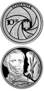Image of 10 leu coin - 200th Anniversary of the Birth of Carol Popp de Szathmári | Romania 2012.  The Silver coin is of Proof quality.