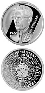 Image of 10 leu coin - 90th anniversary of Marin Preda’s birth | Romania 2012.  The Silver coin is of Proof quality.
