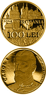 100 leu coin 175th anniversary of the birth of King Carol I of Romania | Romania 2014