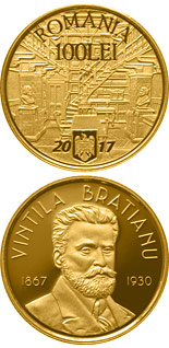 100 leu coin 150 years since the birth of Vintilă I.C. Brătianu | Romania 2017