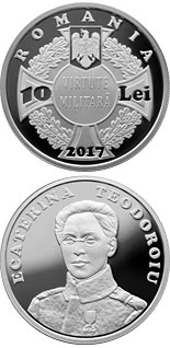 10 leu coin 100 years since Ecaterina Teodoroiu became the first female combat officer of the Romanian Army | Romania 2017