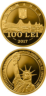 100 leu coin 20 years since the launch of the strategic partnership between Romania and the USA | Romania 2017