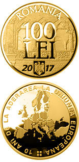 100 leu coin 10 years since Romania’s accession to the European Union | Romania 2017