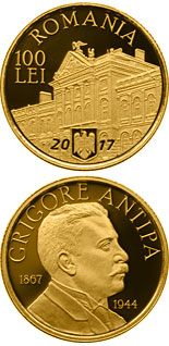 100 leu coin 150 years since the birth of Grigore Antipa | Romania 2017