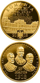 100 leu coin 100 years since the union of Bessarabia with Romania | Romania 2018