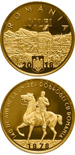 100 leu coin 140 years since the union of Dobruja with Romania | Romania 2018