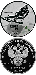 3 ruble coin Alpine Skiing  | Russia 2011