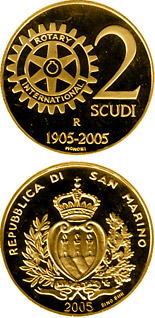 2 scudi coin 100th anniversary of Rotary  | San Marino 2005
