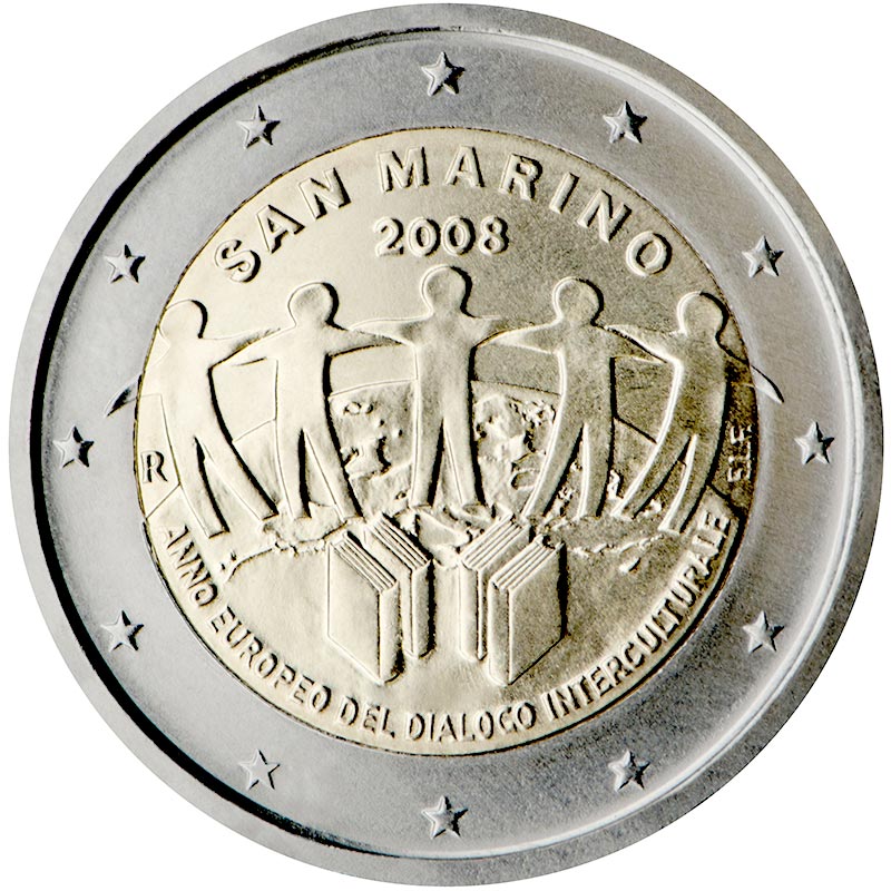 Image of 2 euro coin - European Year of Intercultural Dialogue | San Marino 2008