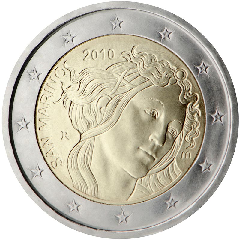 Image of 2 euro coin - 500th Anniversary of the death of Sandro Botticelli | San Marino 2010