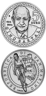 5 euro coin 100th anniversary of the birth of Gino Bartali | San Marino 2014